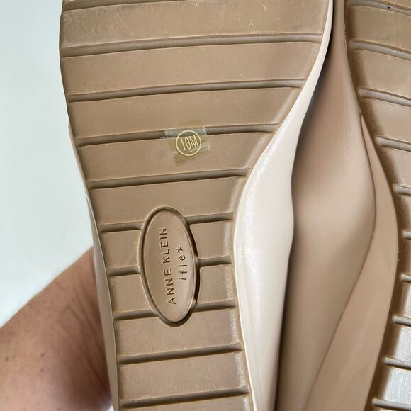 Anne Klein Mildred Nude Low Wedge Cap Toe Slip On Shoes 10 M iFlex Padded Insole - Picture 9 of 12